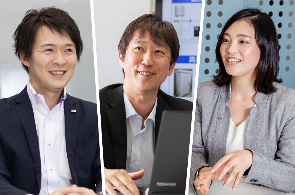 東芝能源系統株式會(huì )社 Grid Aggregation事業(yè)部能源物聯(lián)網(wǎng)推進(jìn)部 （左起依次）木村功太朗先生、新貝英己先生、丸山保奈美女士